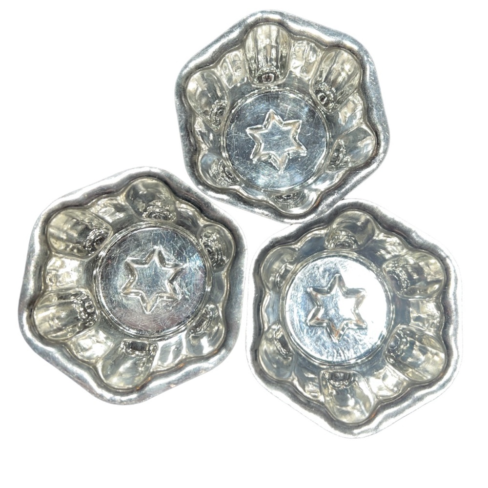 Kaiser Made in Germany Pudding Mold Tin Cup Metal Bundle Of 3 Vtg